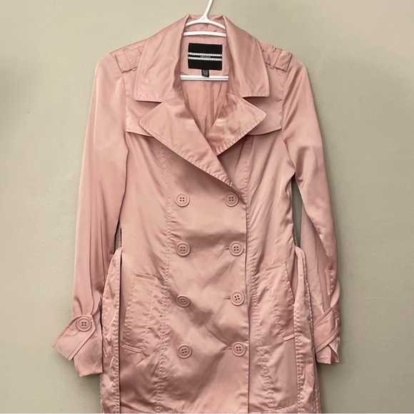Y2K Dynamite Pink Satin Double Breasted Trench Coat - Picture 12 of 16